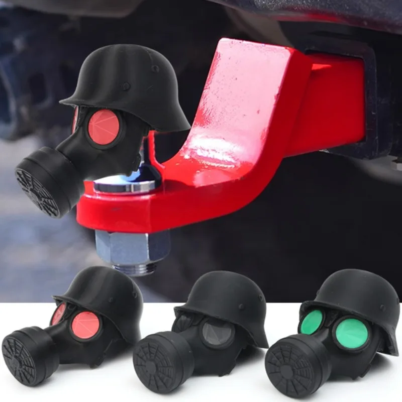 

3D Printed Trailer Hitch Ball Cover Prevent Receiver Tube From Rusting Trailer Hitch Cover with Steel Helmet and Gas Mask