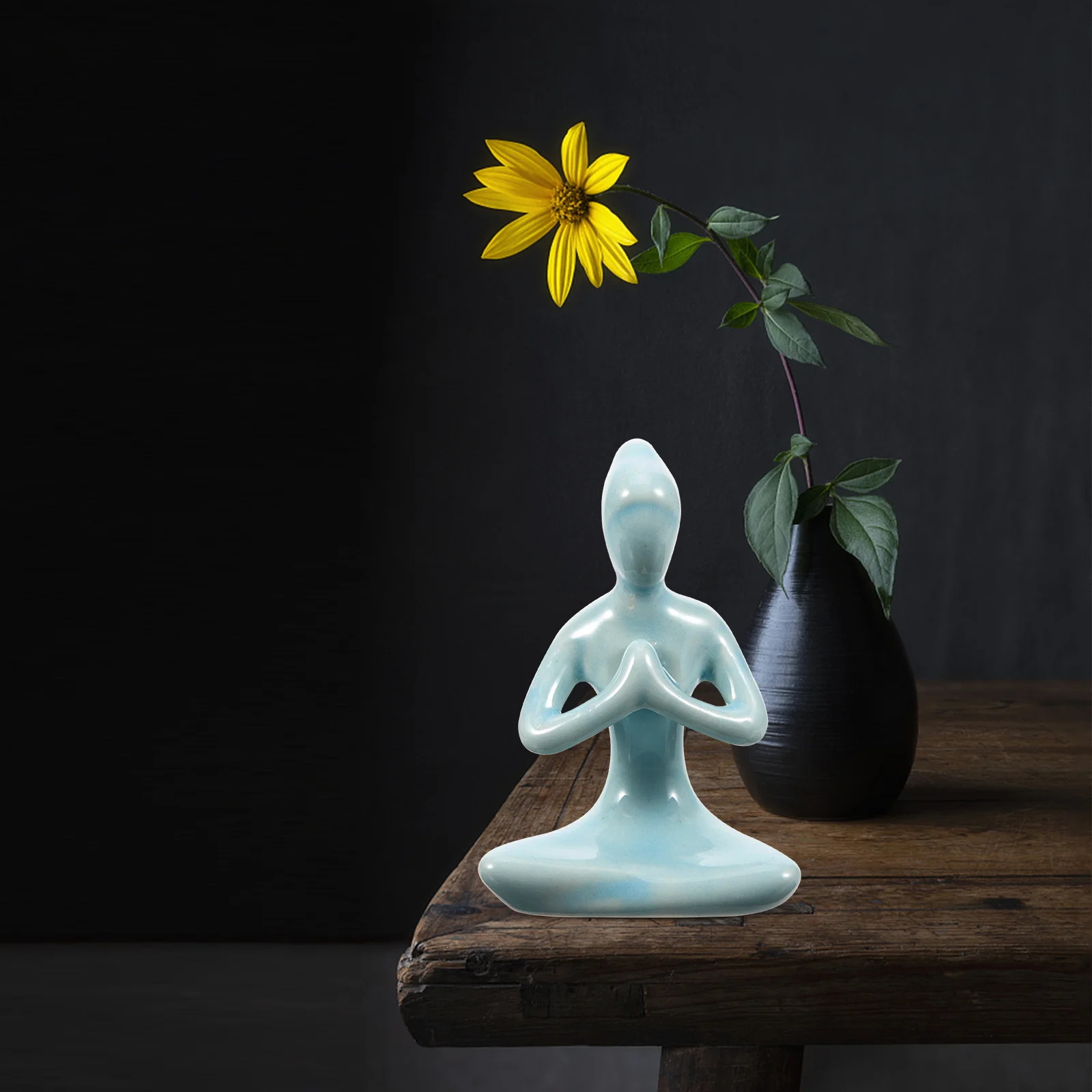

Yoga Statue Ceramic Premium Craft Sculpture Zen Decoration for Home Office Desk Table Shelf Decorations Gift Yoga Decor
