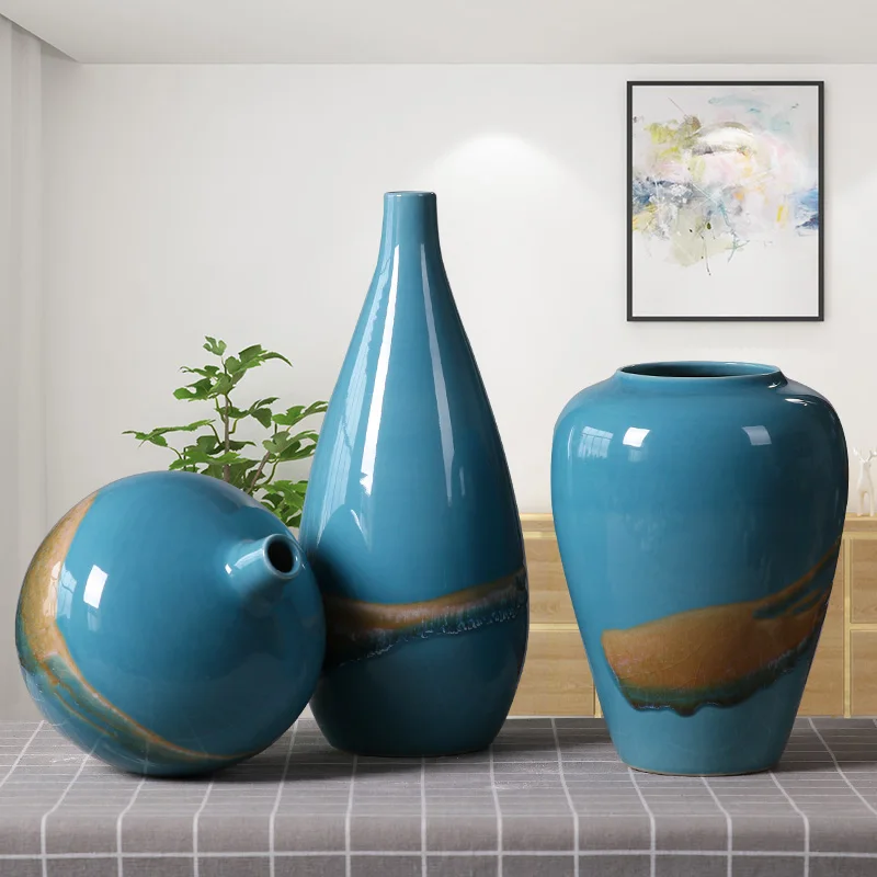 

Новая керамическая ваза в китайском стиле из Цзиндэчжэня для европейского домашнего декора, украшение для гостиной, демонстрационной комнаты, тумбы под телевизор, бара