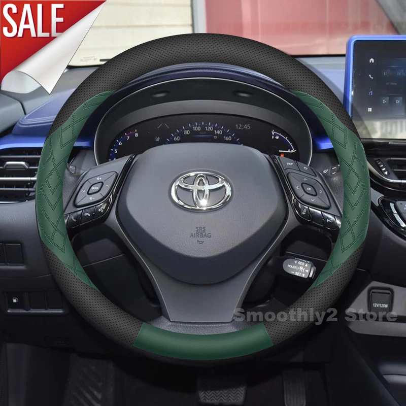 Leather Car Steering Wheel Cover For Toyota C-HR Crown Sports 2016-2024 2025 Non-slip Auto Steering Wheel Toyota CHR Accessories