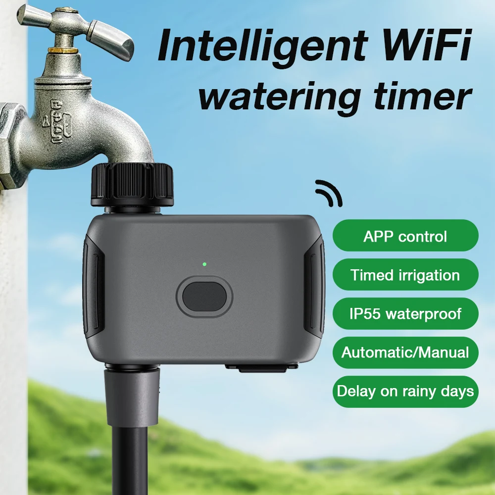 

WiFi Water Timer for Garden/Lawn Hose Sprinkler Timer APP Control Irrigation System Rain Delay Drip Irrigation Controller