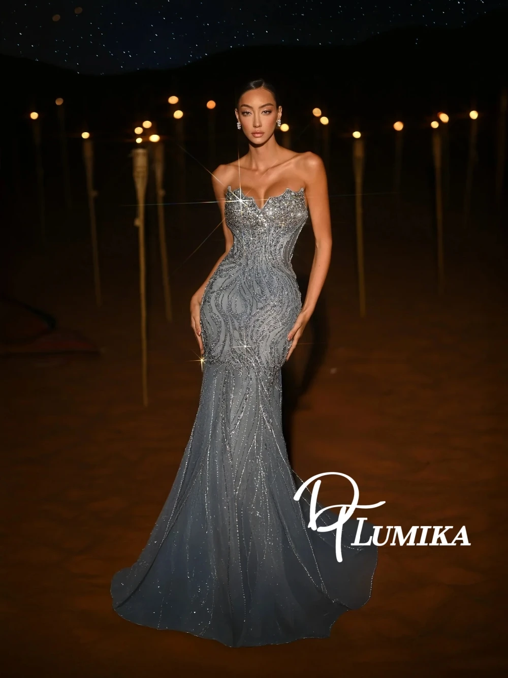 

Vintage Mermaid Shimmering Celebrity Evening Dress Elegant Fairy Beads Sequins Customized Luxury Cocktail Gown Birthday Party