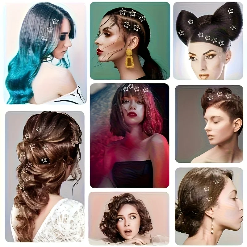 10 sternförmige Haarspangen, rutschfeste silberne Metall-Haaraccessoires für Damen, geeignet für Street-Styling – Detail 1