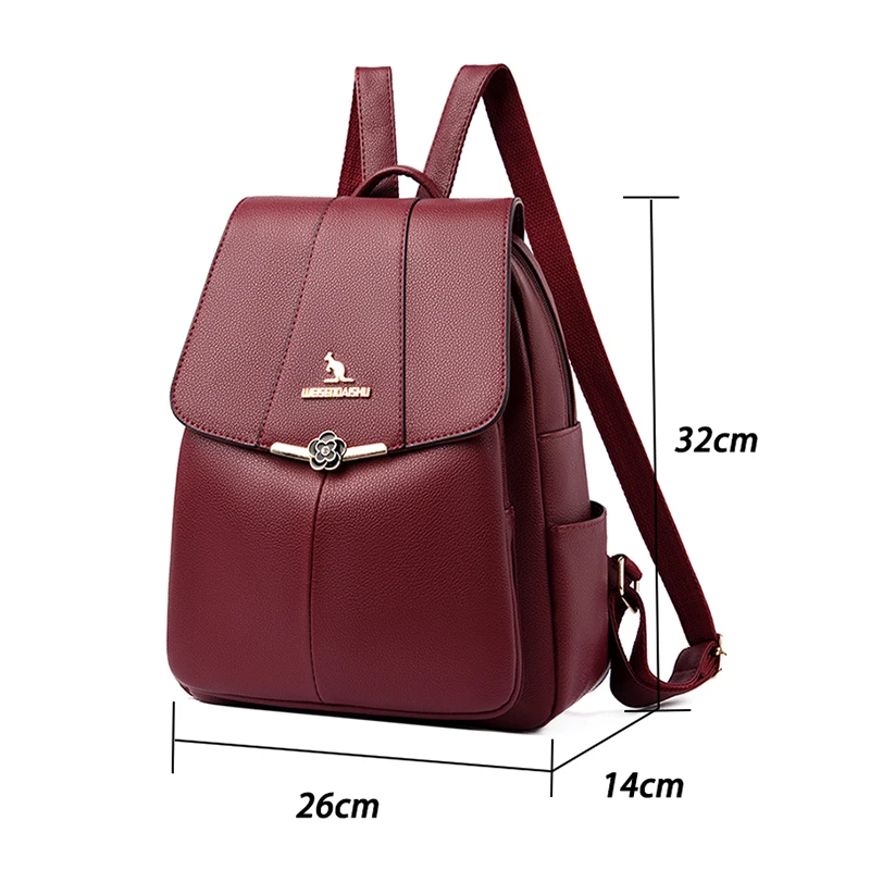 Fashion Women Backpack High Quality Leather Travel Backpack Casual Shoulder Bags Anti Theft School Bags For Teenagers Girls