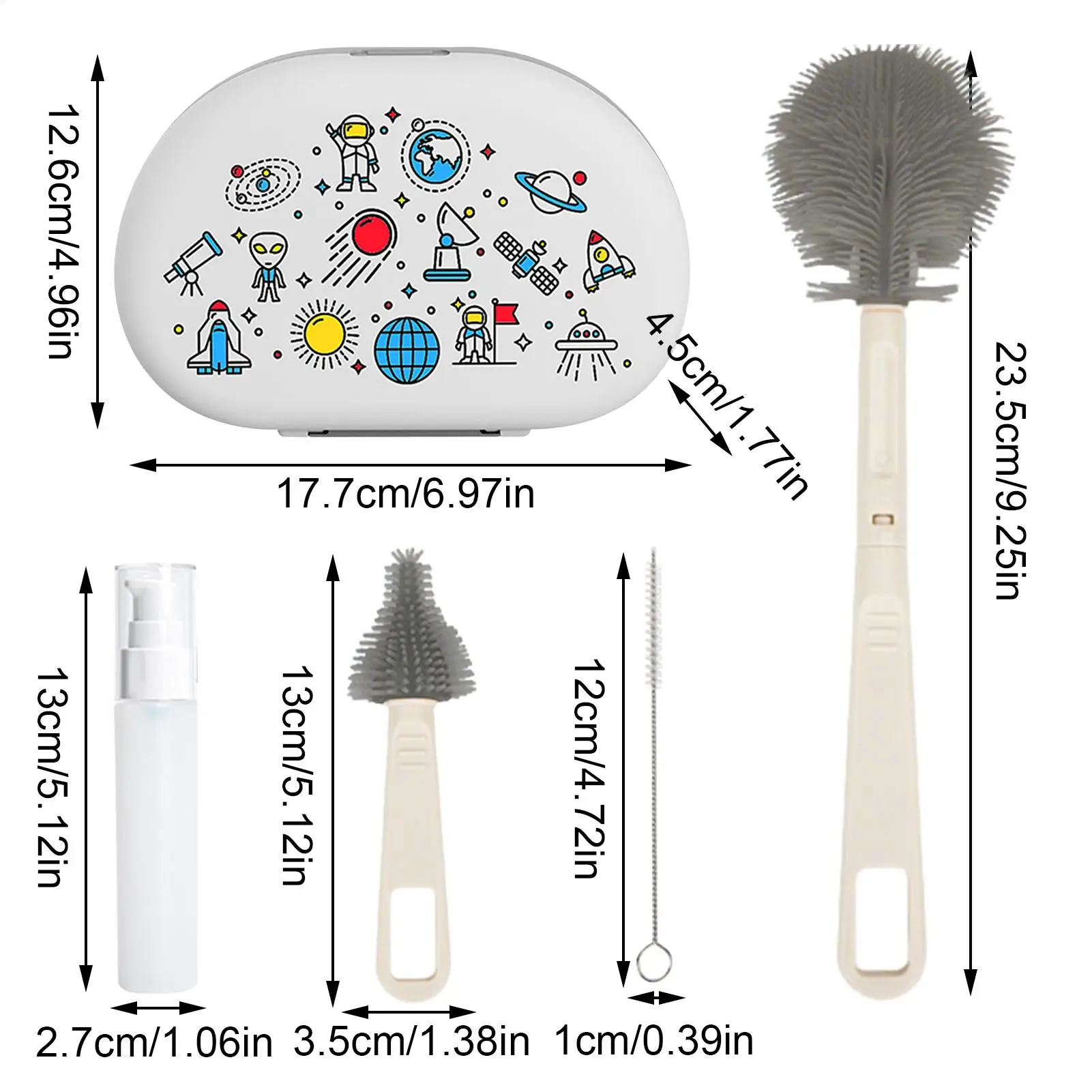 مجموعة فرشاة زجاجات الأطفال مع أكواب موزع الصابون أداة غسيل فرشاة تنظيف زجاجات المياه للأغطية القش الحلمة مضخات الثدي #6