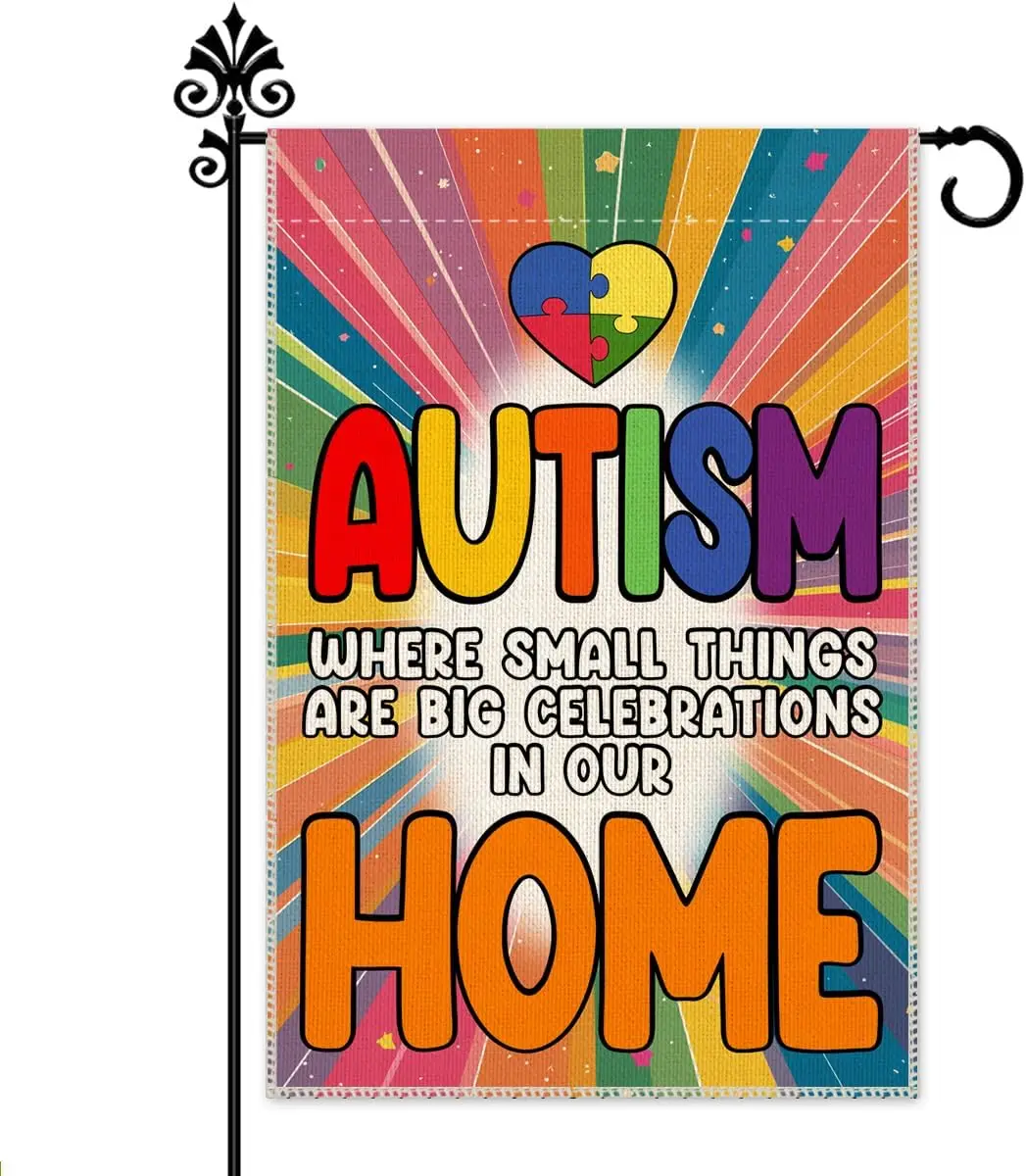 Hafhue Autism Where Small Things Are Big Celebrations Garden Flag, 12 x 18 Inch Double Sided Colorful Puzzle Yard Garden Law zzo