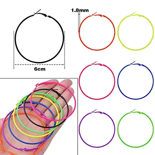 女性のための穴のない丸いイヤリング,ヴィンテージのファッションアクセサリー,幾何学的な色,パーティーギフト,7ペア