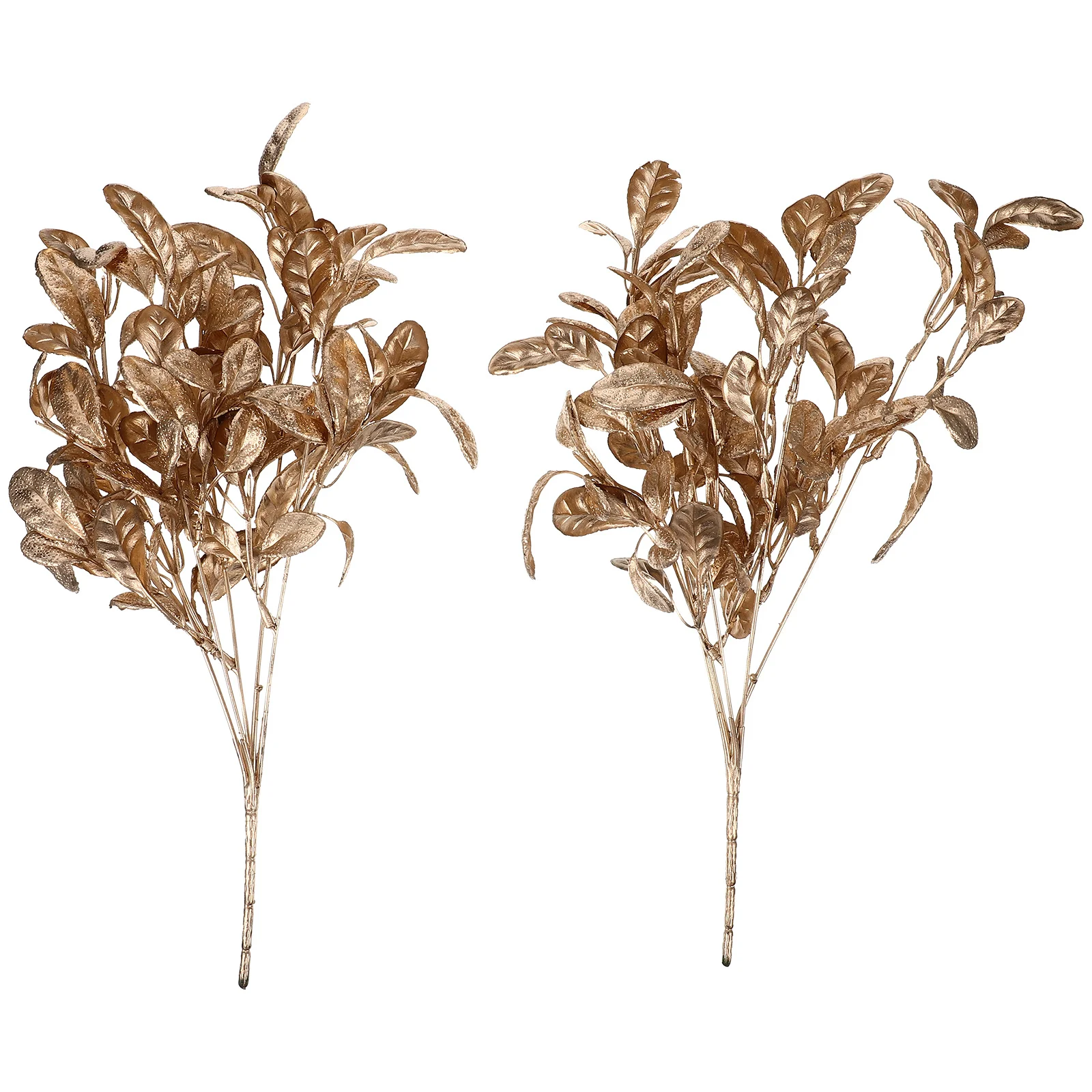 

2 Pcs Christmas Decorations Flower Arrangements Decorate Decorative Leaves Golden Wreath Making Supplies
