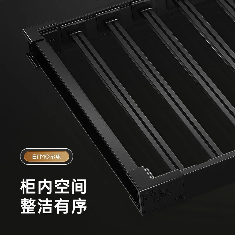 Retractable Wardrobe Trouser Pull Out Rack, Multifunctional Built-In Pull Basket Hardware Accessories for Home Closet