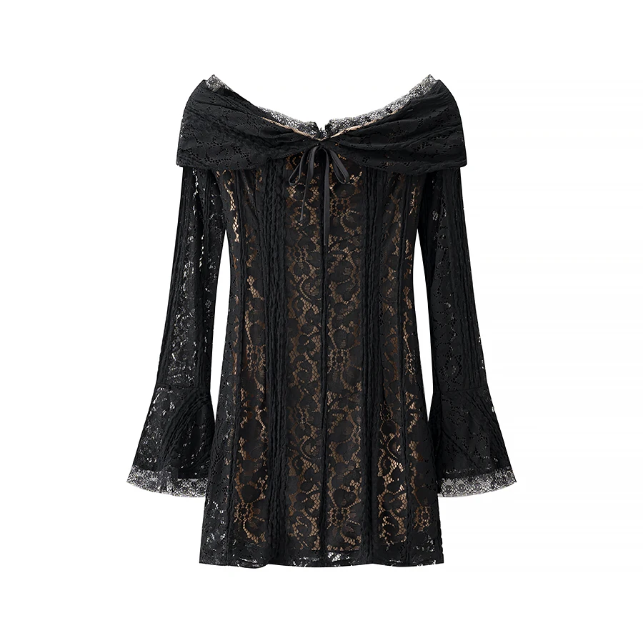 JNLEAOG Faionable ort Lace Dr Women's High Waist Straight Cut Summer Casual Long Sve Dr Ele Design Dr