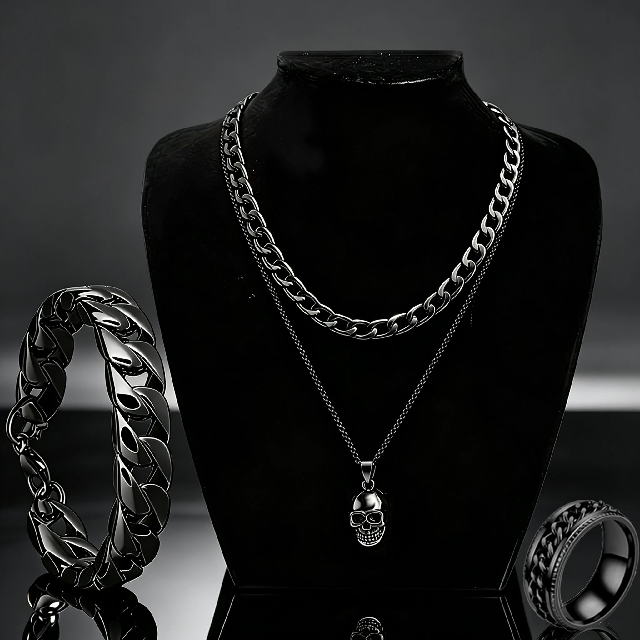 4 Buah Set Perhiasan Pria, Kal - Men Accessories Ring And Bracelet ulasan dan harga