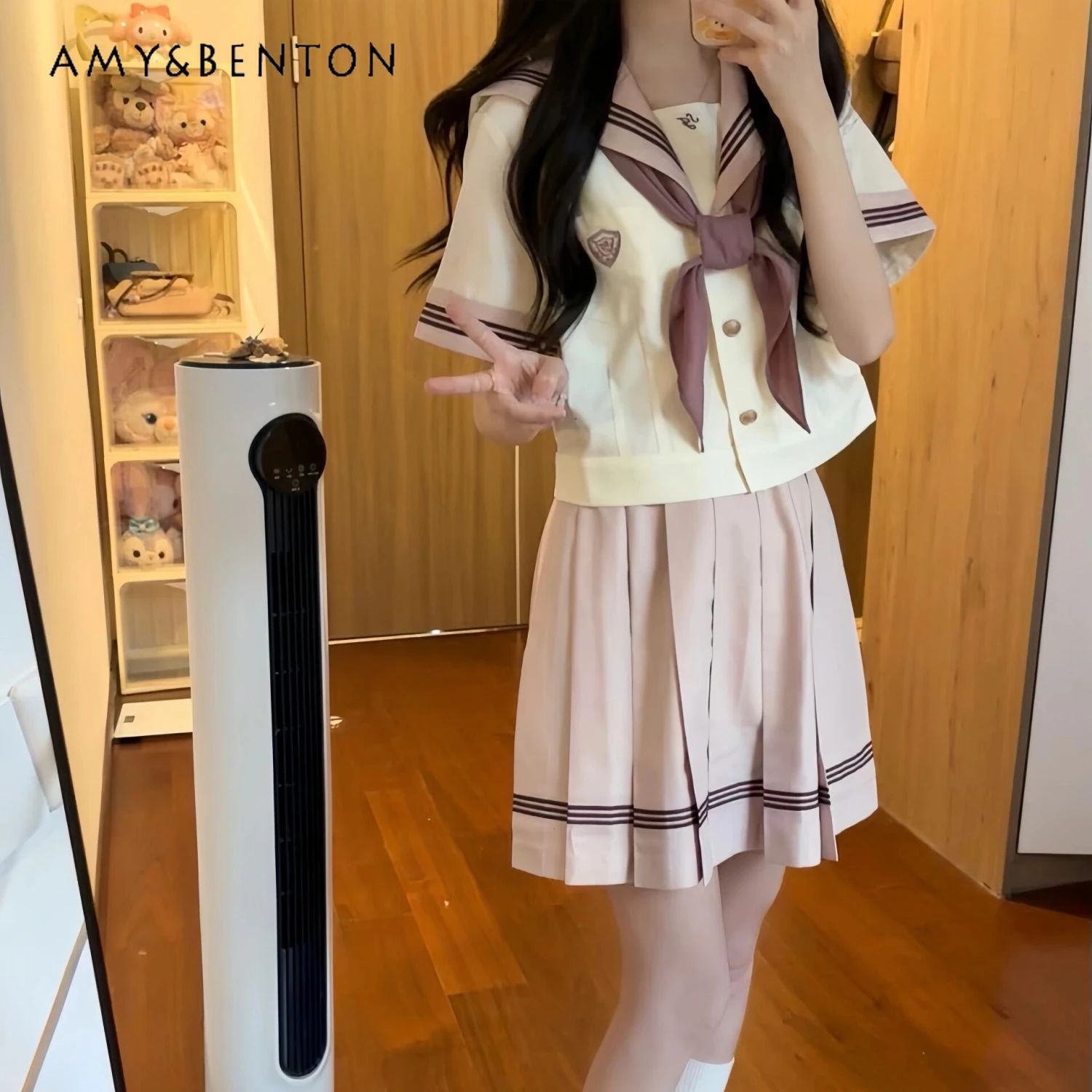 

2025 Summer New Japanese College Wind Sailor Suit Women's Short-sleeved Top High-waisted Pleated Skirt JK Uniform Suit