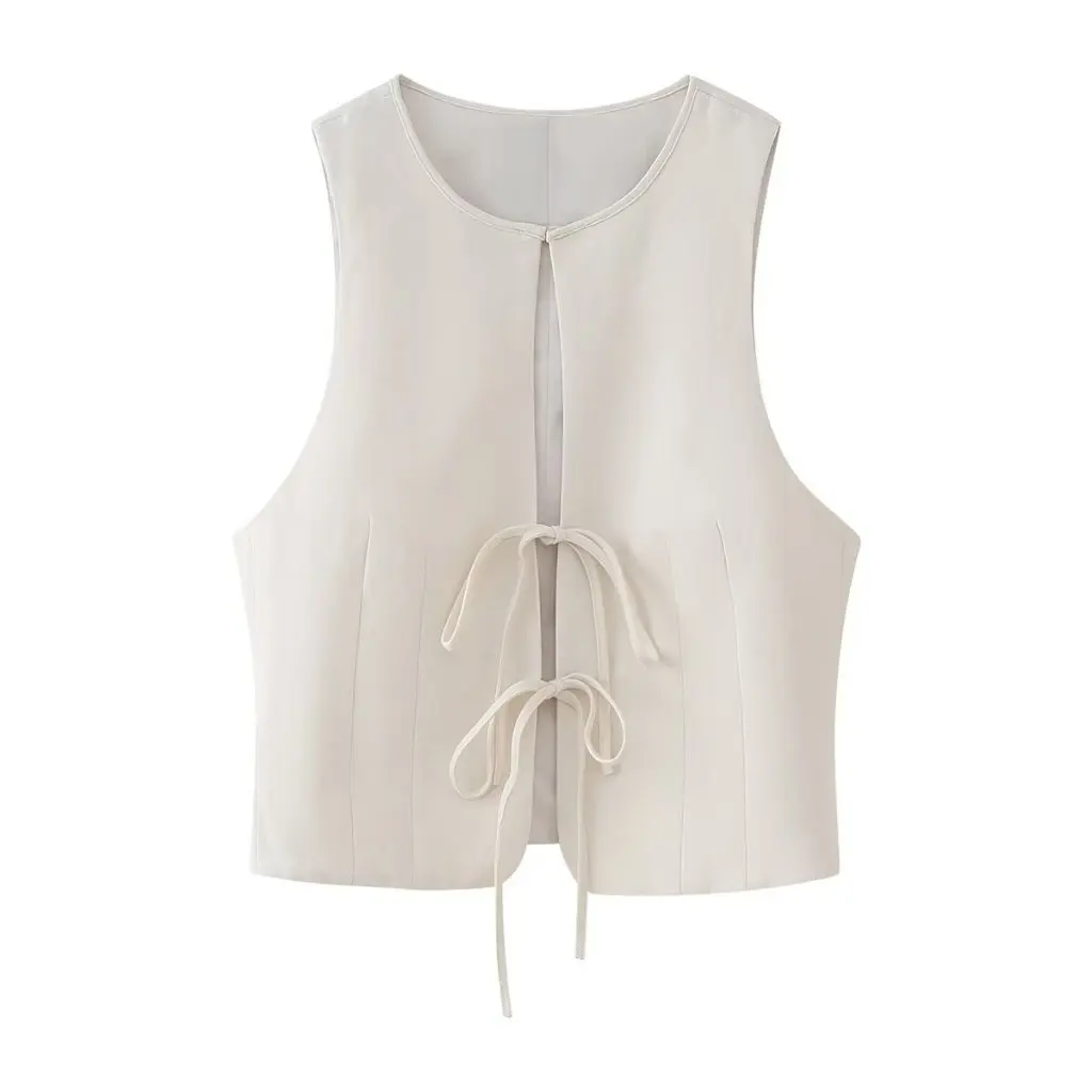 

Summer Women's Sleeveless Lace Cardigan European American Style Loose round Neck Thin Vest for Women