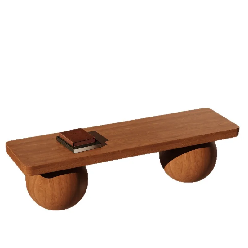 

New Chinese-style home shoe changing stool, cloakroom sofa bench, simple fabric log solid wood ball bedroom bedside stool