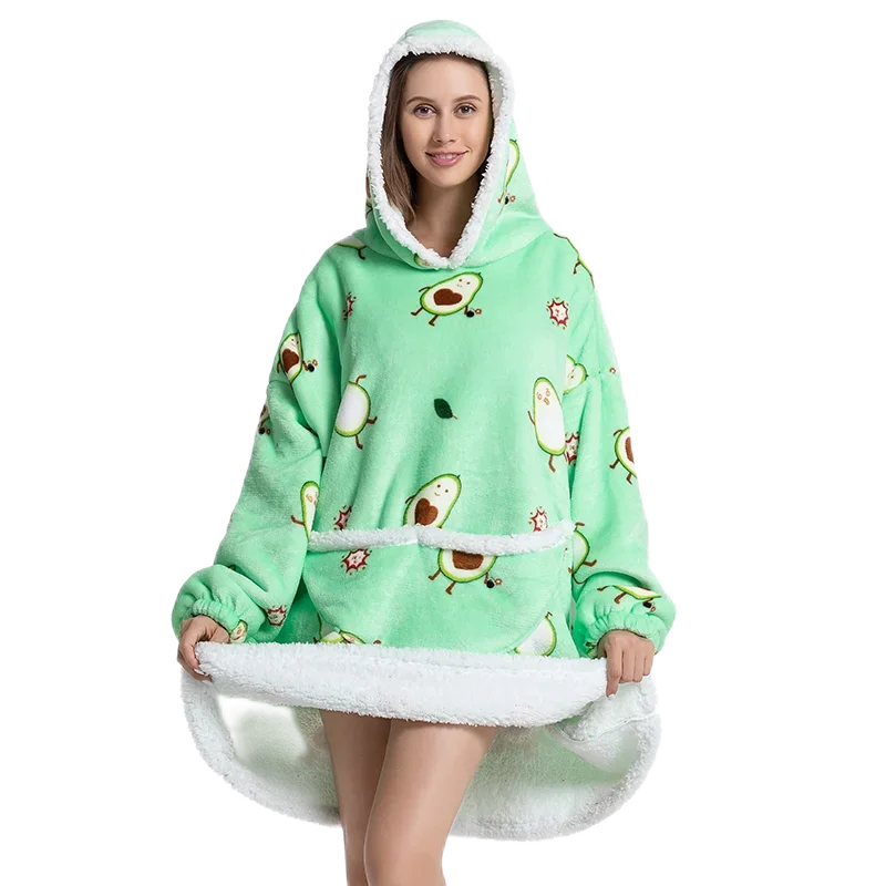 Übergroße Wearale Decke Hoodie Flanell Sherpa Fleece Warm Weich Winter Hoodie Sweatshirt für Kinder Erwachsene Kuscheln – Detail 32