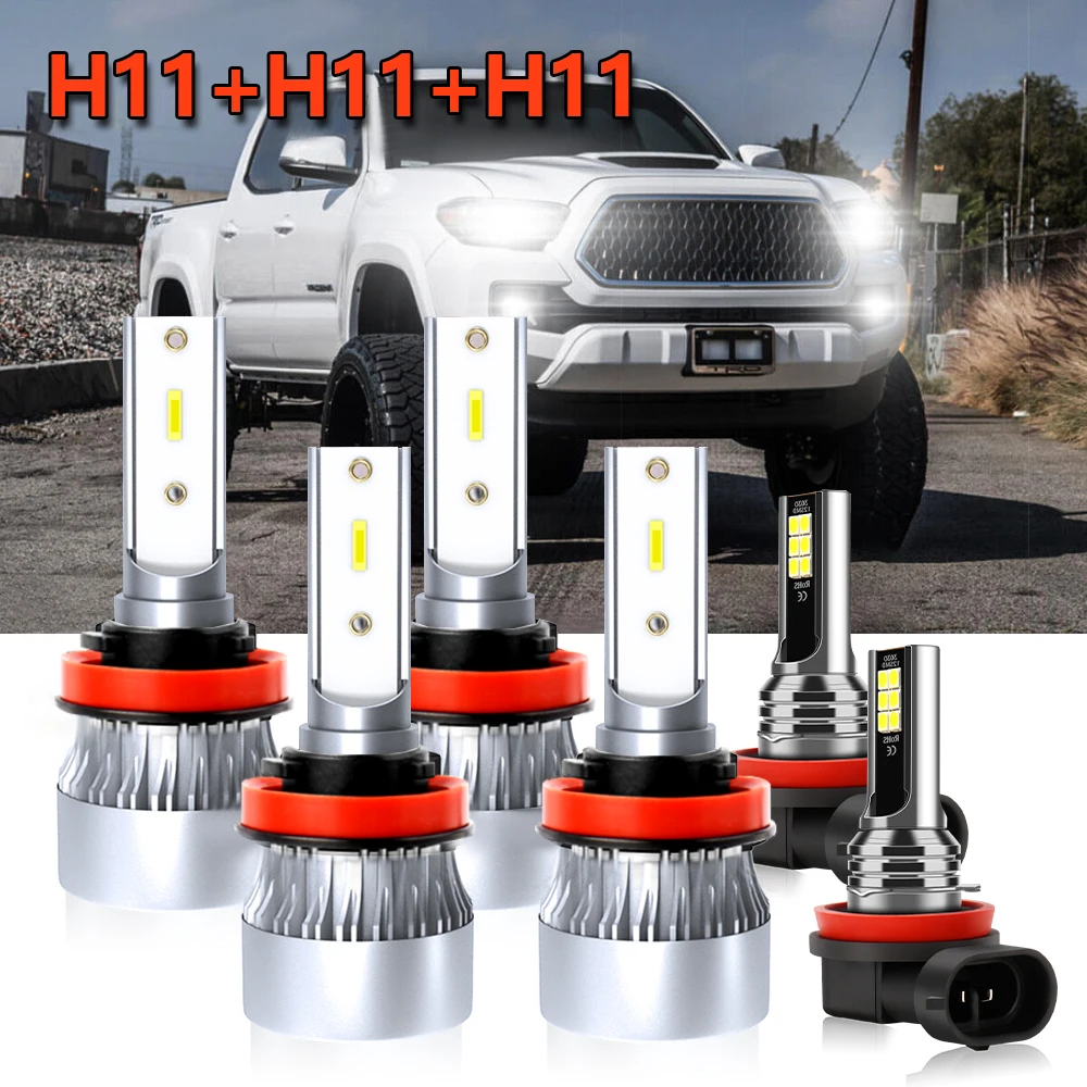 

H11 LED Headlight Fog Light Bulbs Combo Kit H9 H8 Car Conversion For Toyota Tacoma 2016 2017 2018 2019 2020 2021 2022