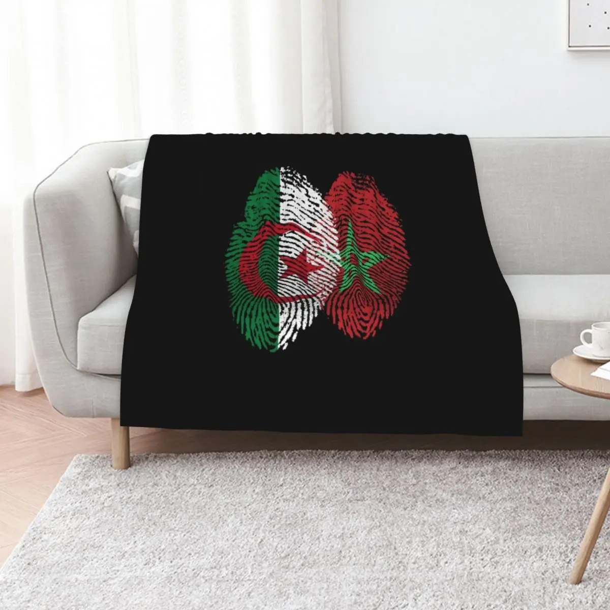 AlgeriaMorocco Flags Fingerprint united Throw Blanket bed plaid Decoratives Fashion Sofas Flannels Sofas Blankets