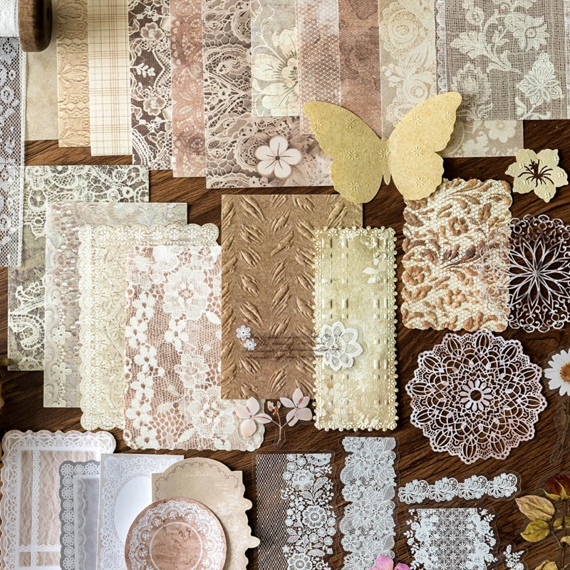 Mr. Paper Mixed Material Letterpress Embossed Material Paper Cardstock Paper DIY Handbook Photo Frames Album 74Pcs in