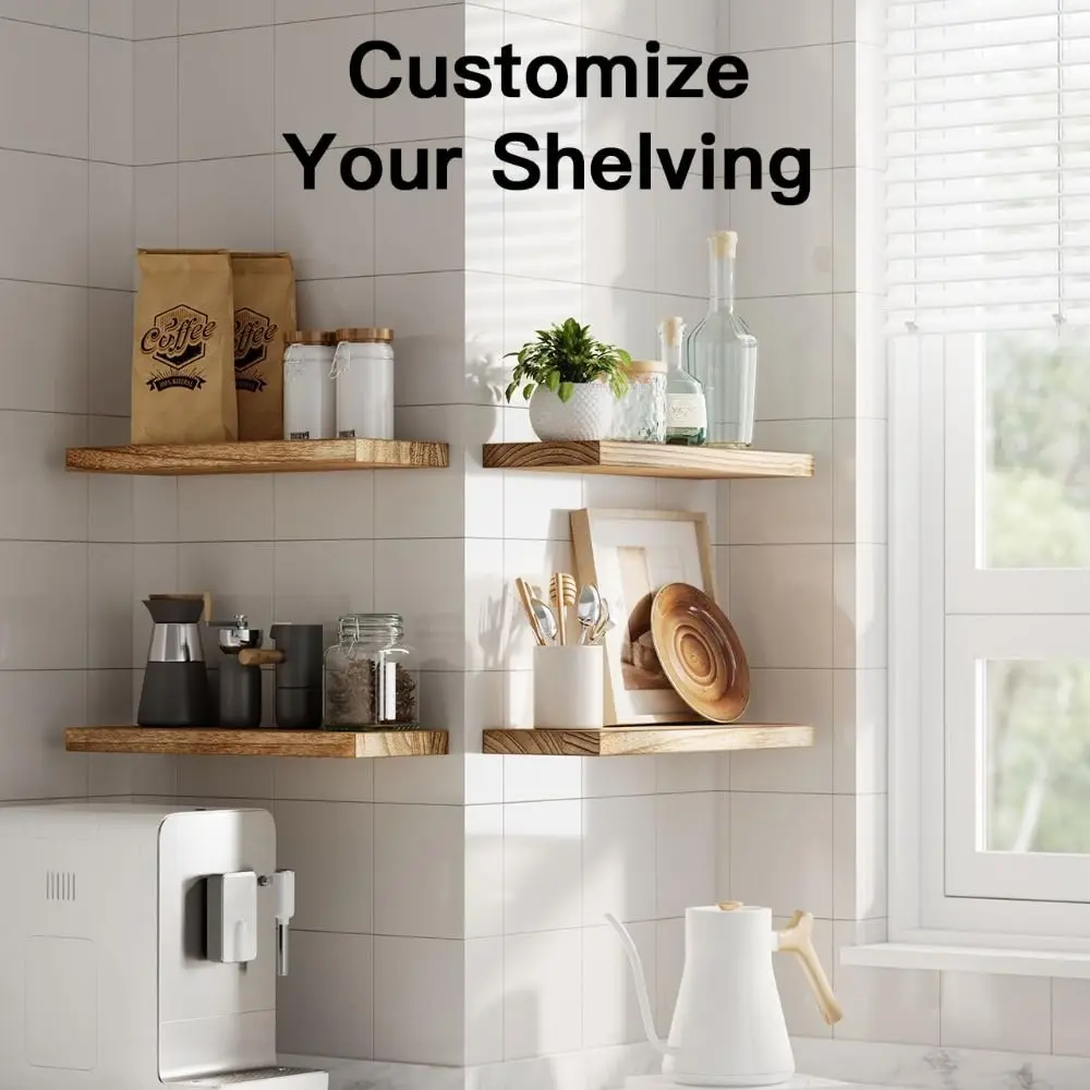 

Wall Mounted Floating Shelves Wooden Seamless Storage Shelf Thickened Home Organization Bathroom Shelves