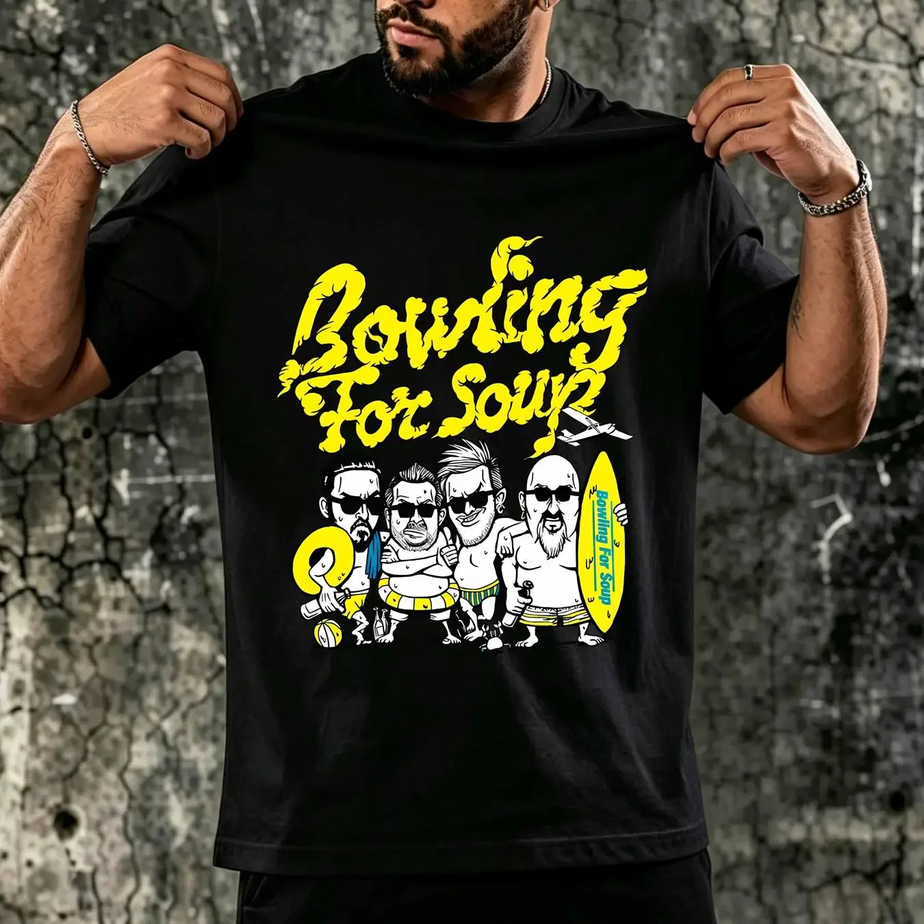 washed T Shirt bowling for soup beach boys vintage Washed Comfortable Casual graphic streetwear Unisex fashion Stylish Soft