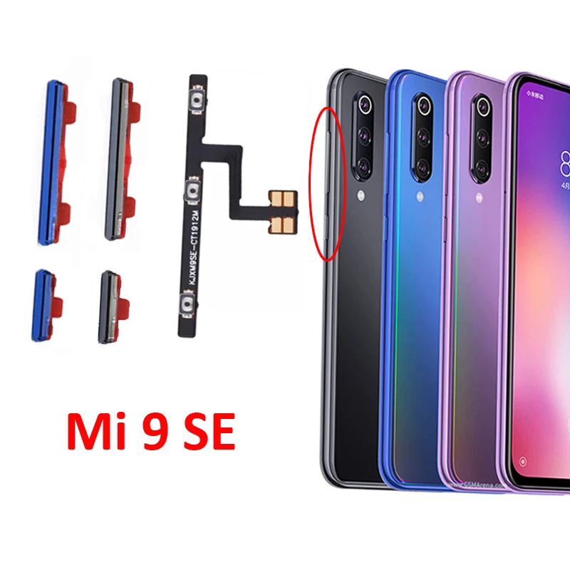 Power Volume Button For Xiaomi Mi 9 SE Phone New On Off Up Down Side Key Button Flex Cable Repair Parts