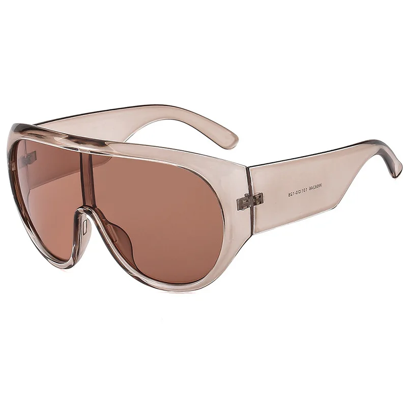 Luxury Brand Retro Big Frame Women Sunglasses Tea Color Square Pilot Shades UV400 Cool Men One Piece Sun Glasses image 5
