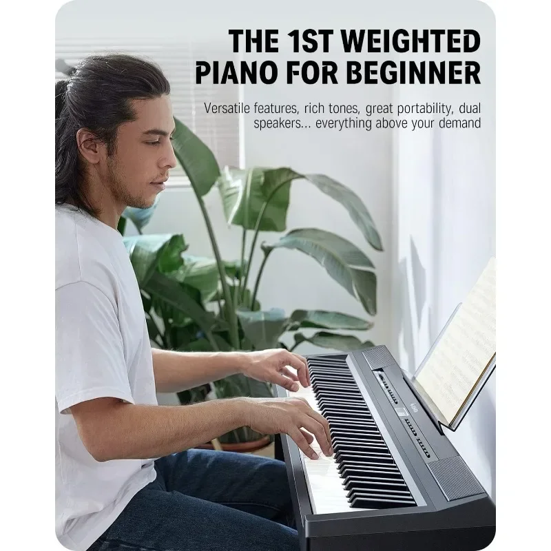 Beginner Digital Piano Weighted Keyboard Portable Electric Piano with Furniture Stand Pedal