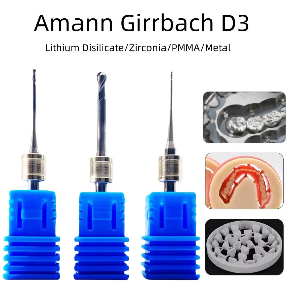 Amann Girrbach Dental Milling Burs D3 for Zirconia Lithium Disilicate CAD/CAM Lab Machine Diamond Grinding Drill Tool DC Coating