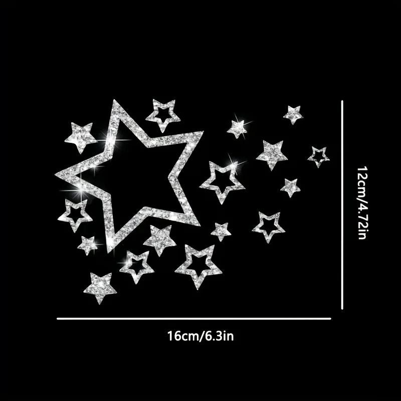 Glitter Star Cluster Sticker 2D Flat Matte Vinyl Decal Waterproof Scratch Resistant Removable for Car Window Bumper Motorcycle