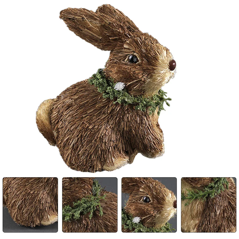 

1Pcs Hand-Woven Rabbit Home Ornament Perfect Easter Gift for Family Friends Desk Shelf Decoration Table Ornament
