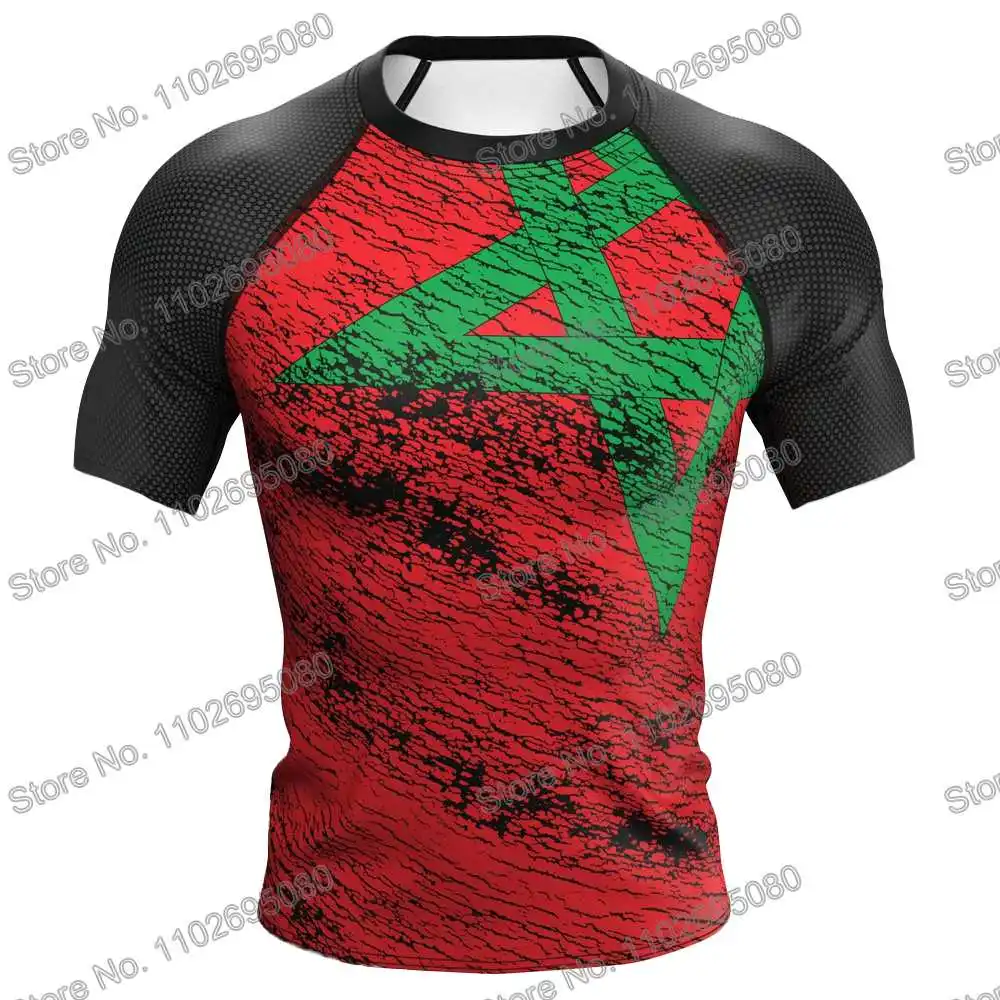 Morocco Surf Clothing BJJ MMA Men Rash Guard Short Sleeve Diving T-Shirt Tight Swimwear Summer Beach Floatsuit Women GYM Tops