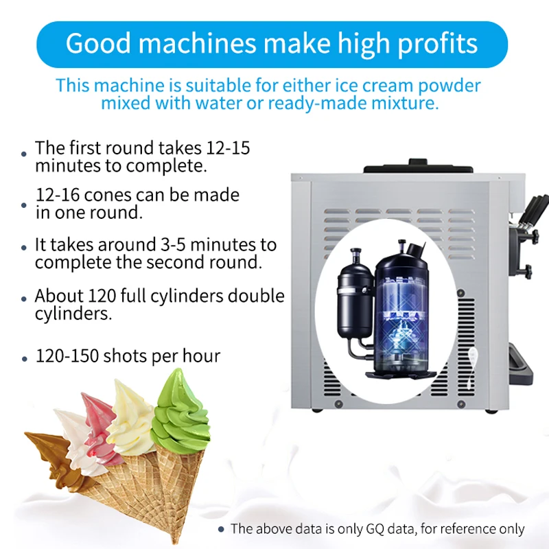 New Ice Cream Maker Thailand Commercial Three Flavor Soft Ice Cream Machine Three Colors Available