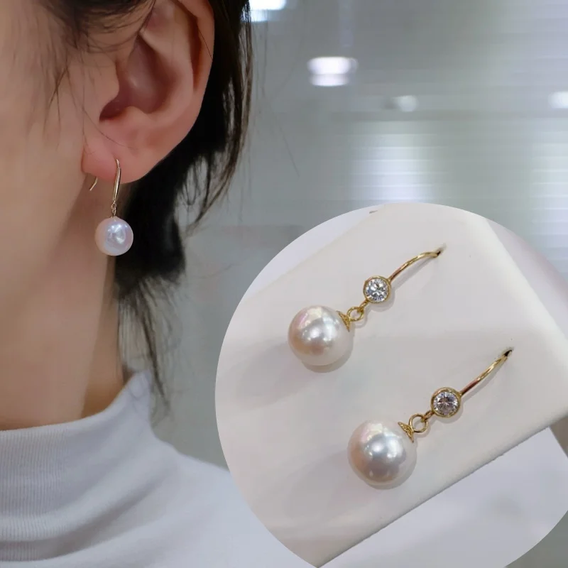 

SGARIT 9-10mm Natural Freshwater White Pearl Dangle Earrings For Women 14k Gold Filled Daily Wear Fine Elegant Fine Jewelry