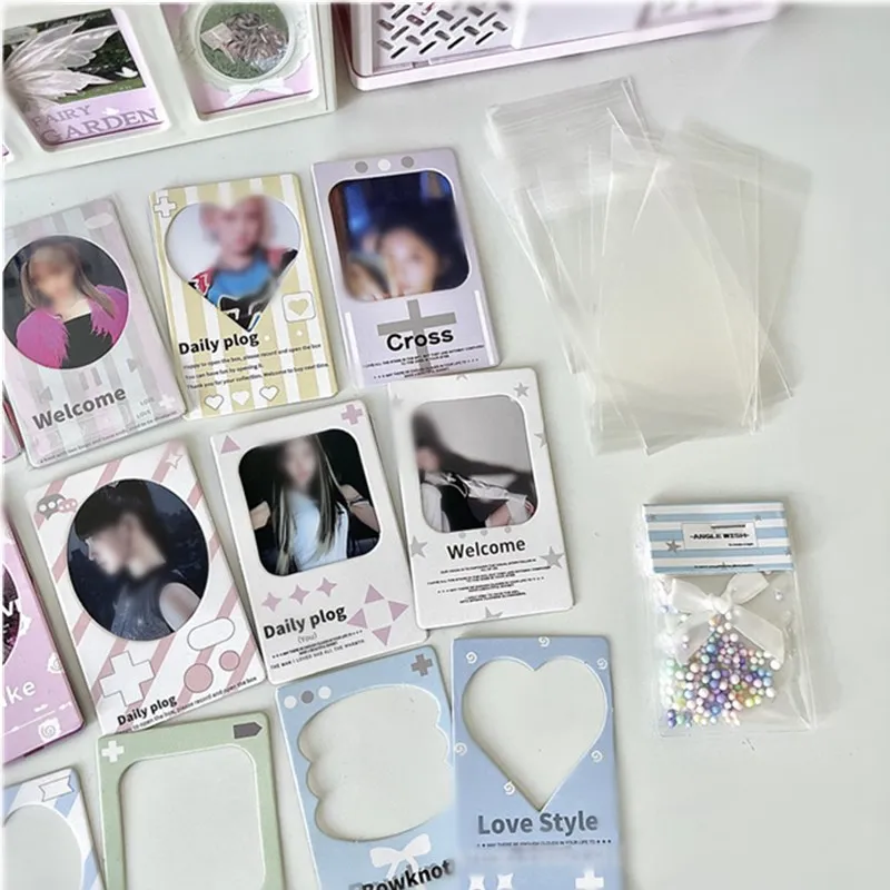 15pcs Ins Photocard Holder Photo Card Collection Bag Korean Small Card Packaging Material Photo Decoration Border Card Random