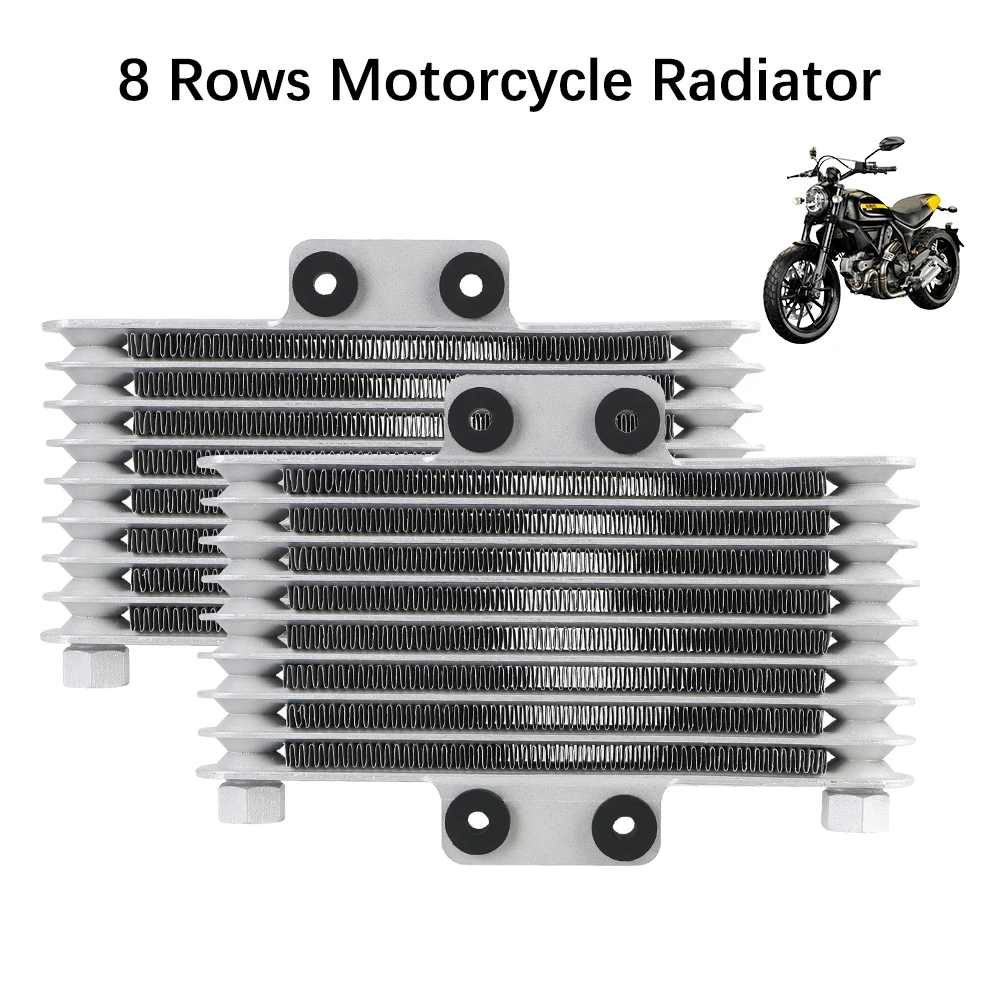 Motorcycle Radiator Condenser Aluminum Alloy Transmission Radiator 8 Row Moto ATV Modification Engine Oil Cooler Cooling System