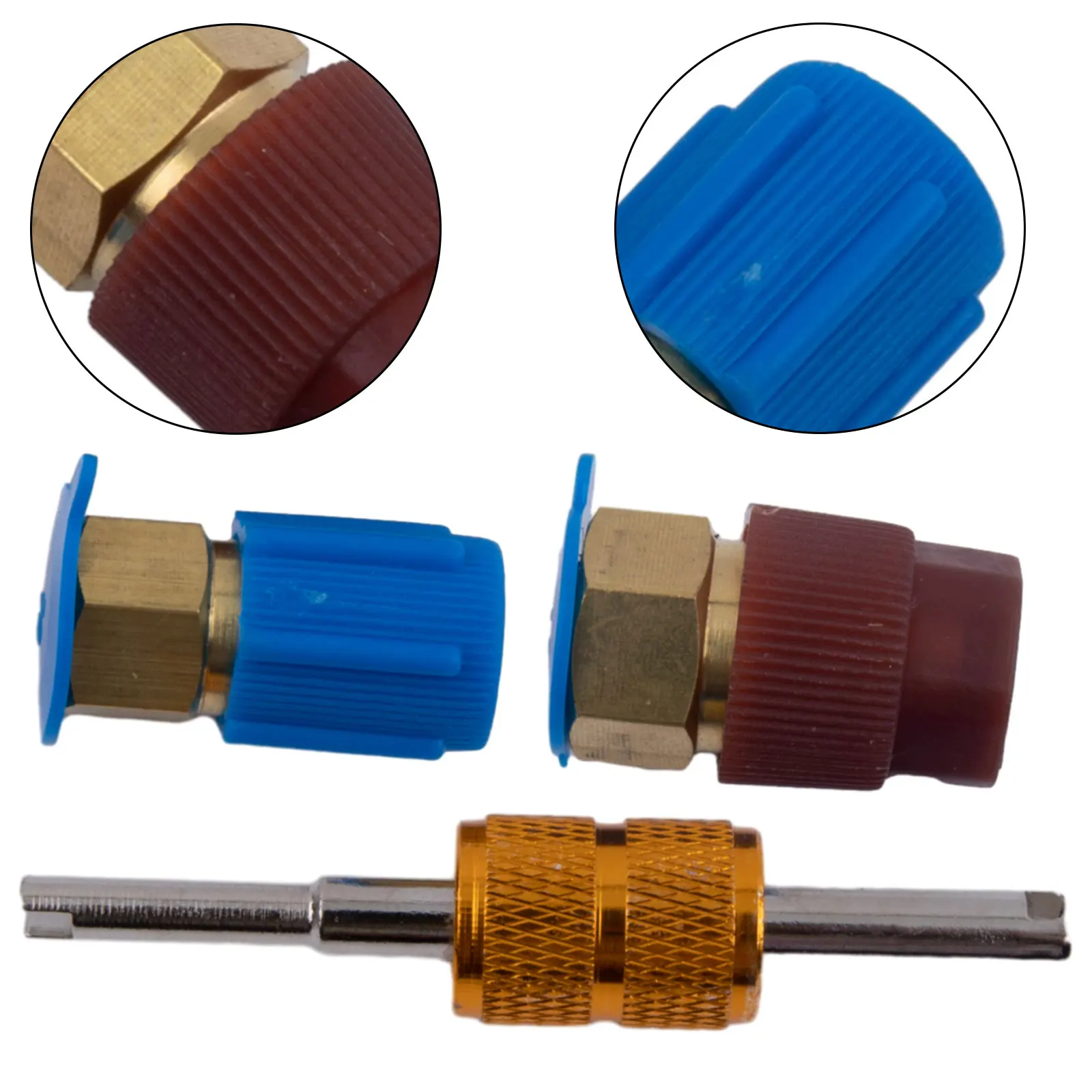 Car Accessories R12 To R134A Kit Auto Car Metal And Plastic Air-Condition Blue/red Cap Filling Valve Fitting None