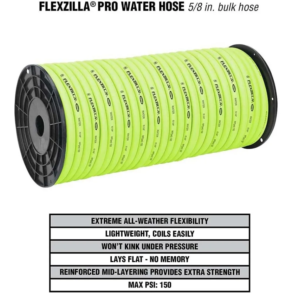 خرطوم Flexzilla Pro ، بكرة ماء بلاستيكية بالجملة ، في خدمة ثقيلة خفيفة الوزن ZillaGreen ، HFZ58250YW ، ft.