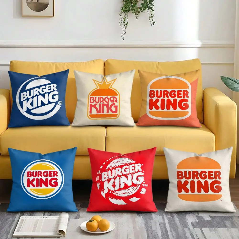 Classic B-Burger King Funny Cushion Cover Soft Plush Fabric Double-Sided Printed Pillowcase for All Seasons Home Decor