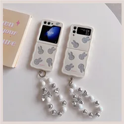 Cute Shiny Rabbit Phone Case for Samsung Galaxy Z Flip 6 5 4 3 Protective Back Cover for ZFlip4 ZFlip5 ZFlip6 Case Shell