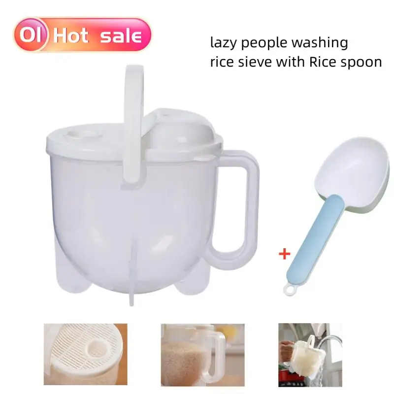 Factory spot rice washing creative household kitchen gadgets lazy people washing rice sieve convection rice washing machine With