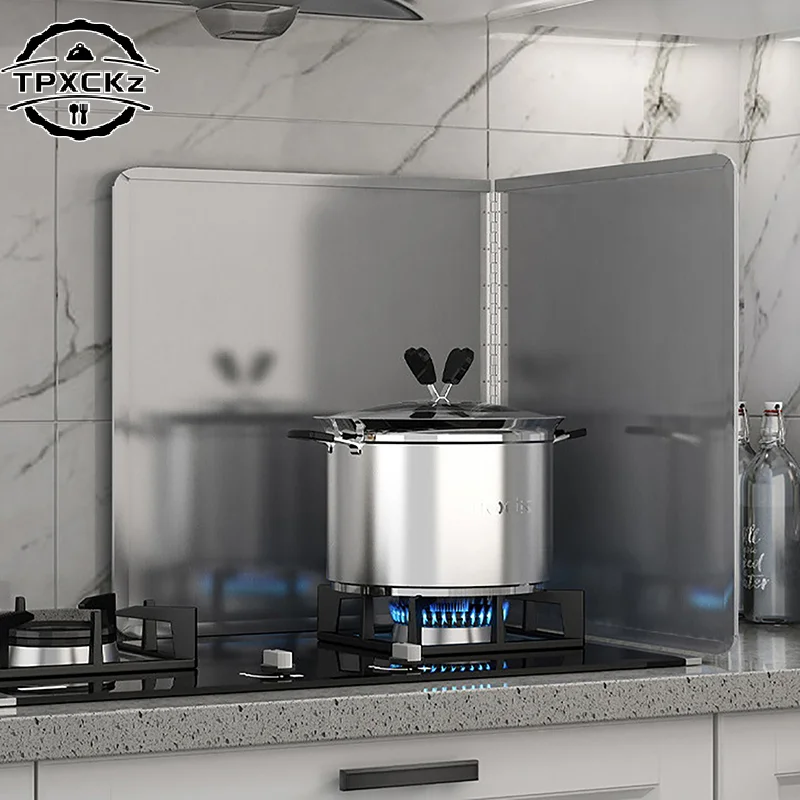 Kitchen Anti Oil Splatter Shield Guard Anti-Splash Block 2-Sided Stainless Steel Splatter Heat Insulation Oil Gas Stove Baffle