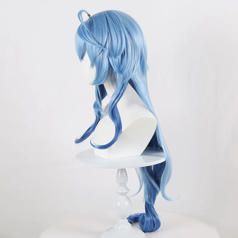 Genshin Impact Ganyu Cosplay Pruik Blauw Gradiënt 100 cm Lange Anime Cosplay Pruik Gradiënt Stijl
