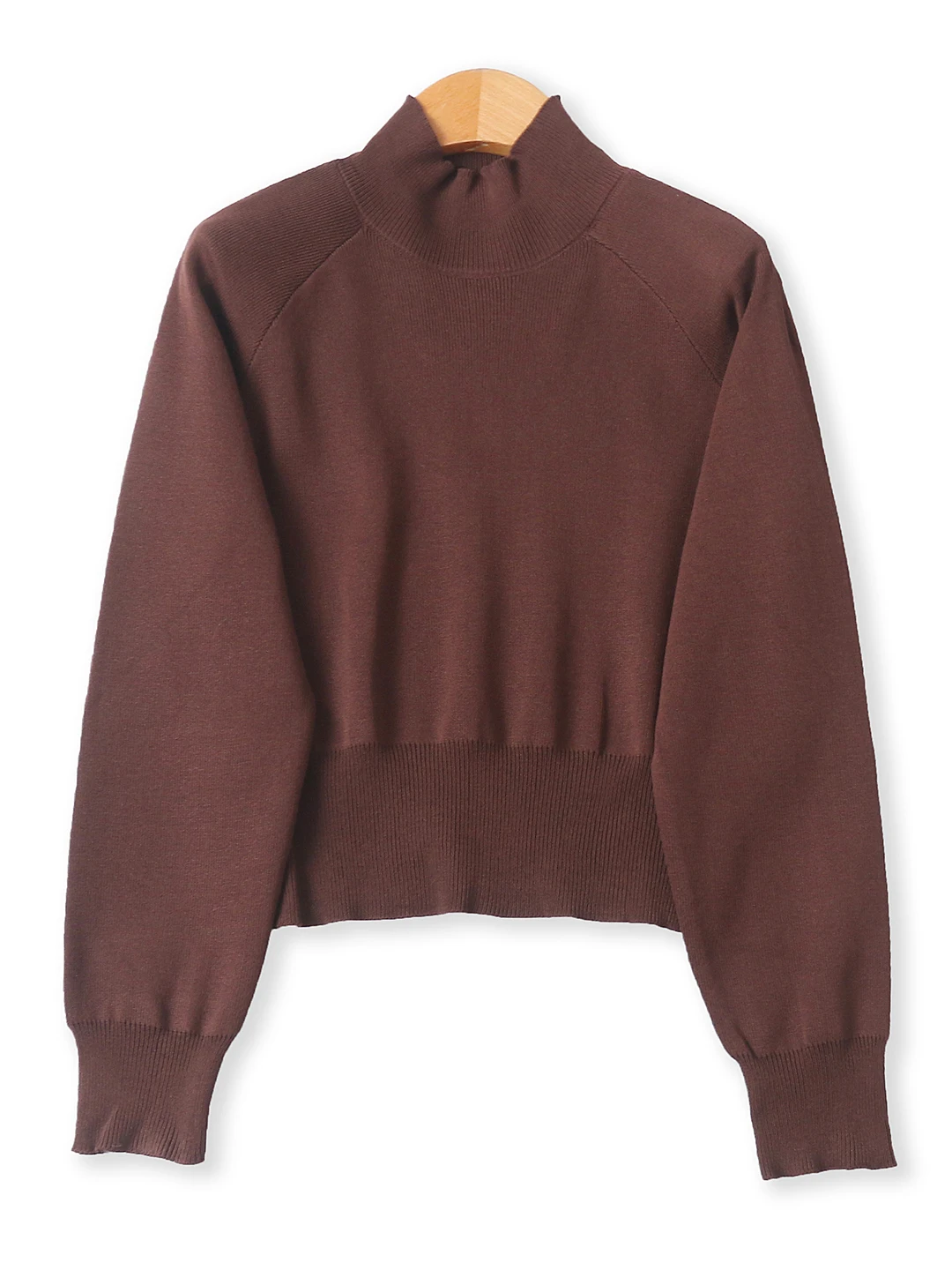 

Women's Mid-Ne Long Sve Elastic oulder Pad Base irt Versatile Autumn New Sle Knitted Top High Ne ort Length