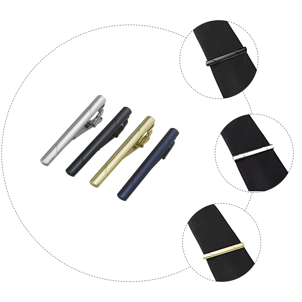 

4PCS Copper Necktie Clips Fashion Tie Clamps Simple Stylish Men Suits Accessories Durable Practical Father Gift