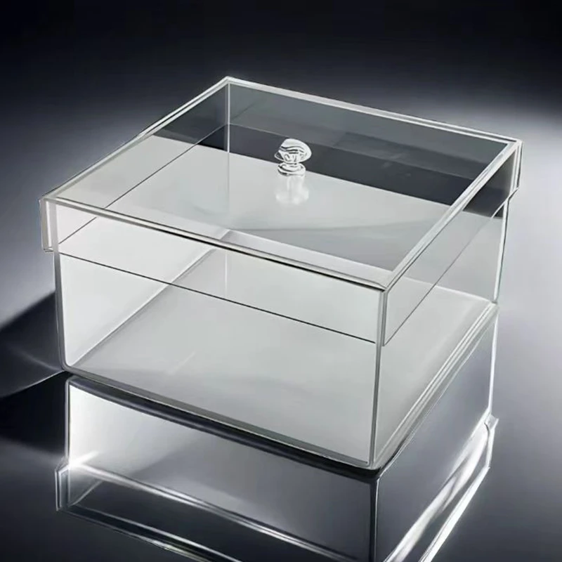 7.5*7.5*4inch  Transparent acrylic square storage box with lid, used to store small jewelry beads, coins, handicrafts, tiles, gi