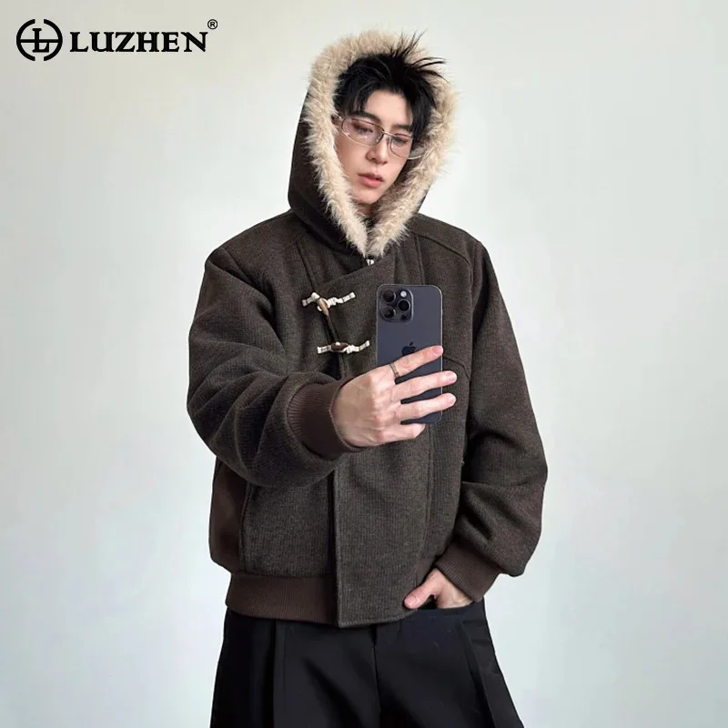 LUZHEN High New Fashion Original 2026 Quality Faux Winter Fur Liner Thickened Warm Padded Coat Men Stylish Handsome Parka JY8623