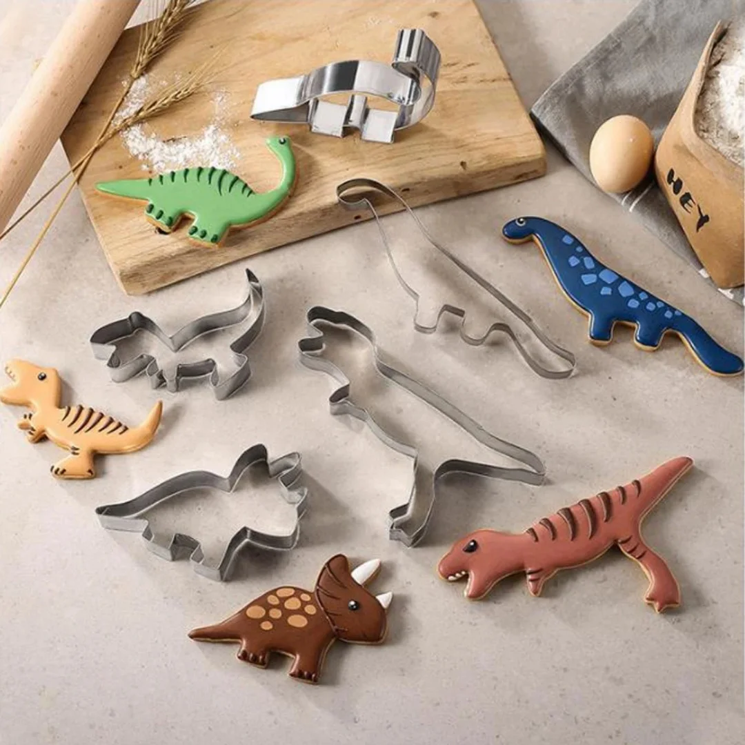 4pcs/10pcs Dinosaur Cookie Cutter Set, Cake Mold For Dinosaur Birthday Party Cakes, Biscuits And Sandwiches, Pastry Cutter