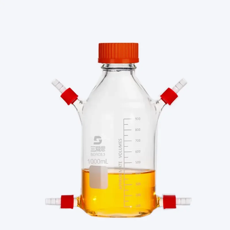 

1000 мл четырехсторонняя бутылка для отбора проб из боросиликатного стекла для биоремидиции, стеклянные инструменты для научной лаборатории, могут быть изготовлены по индивидуальному заказу