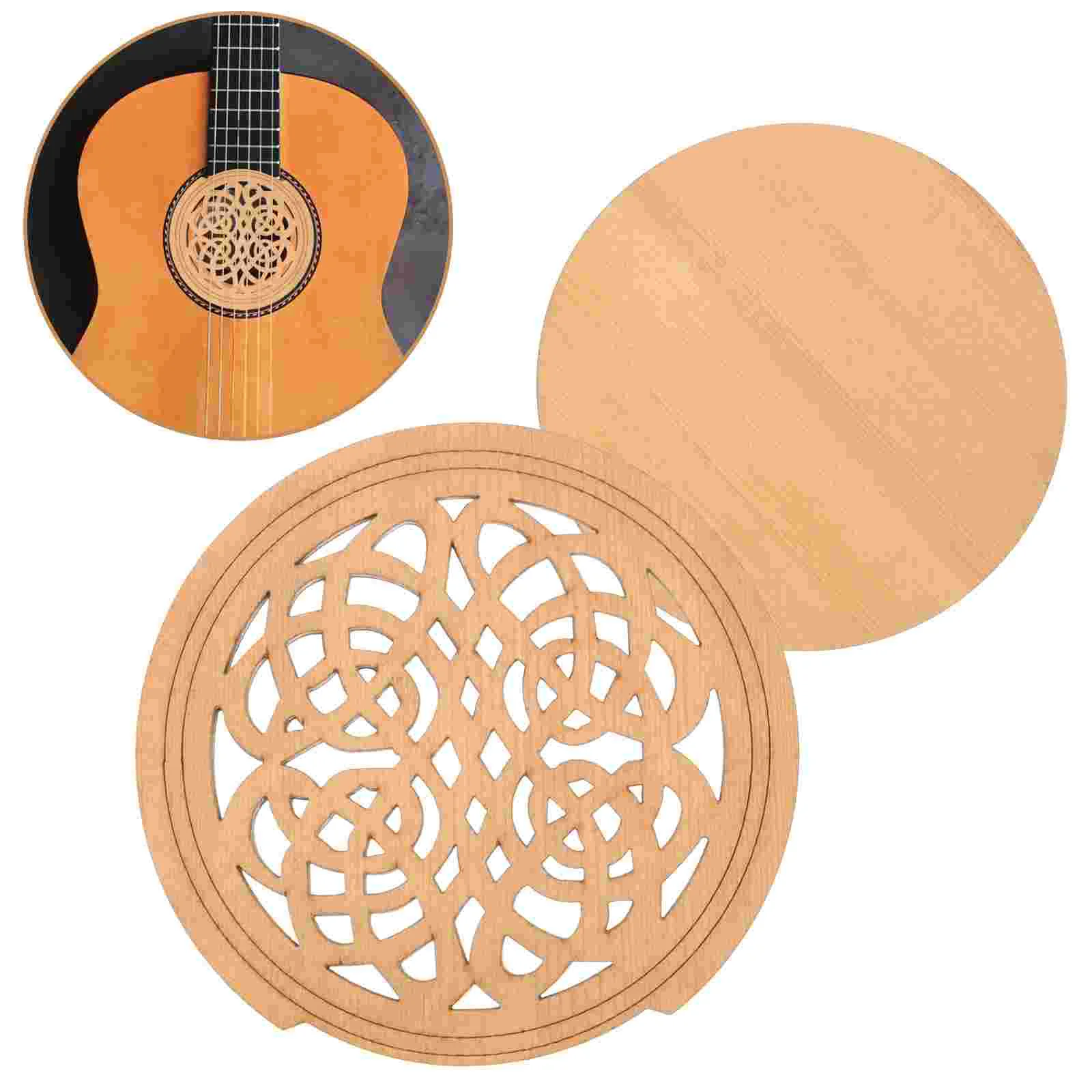 

Wooden Sound Hole Circle Folk Electric Box Acoustic Guitar Anti-howling Cover Mute Solid Covers Soundhole Resonator