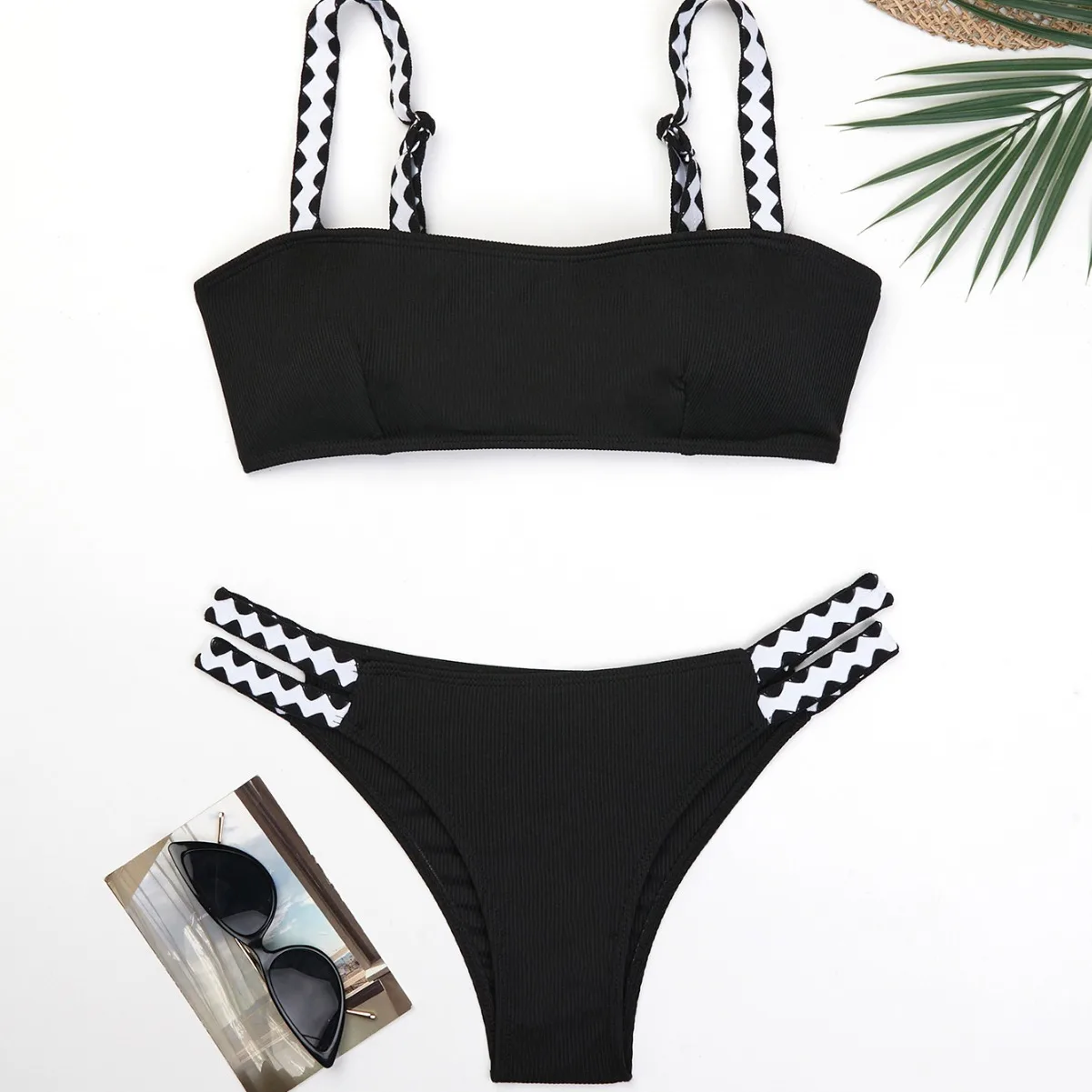 Cikini Summer Beach Traje de baño de una pieza con recortes y anillo texturizado, traje de baño sexy para mujer